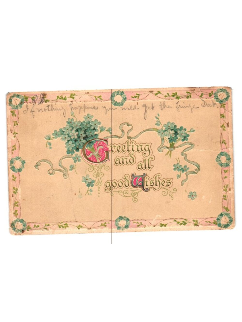 Vintage 1912 Embossed Postcard Greeting Good Wishes Forget Me Nots Germany